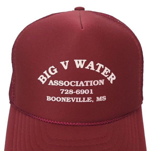 Big V Water Rope Braid Mesh Snapback Cap Trucker Foam Baseball Maroon Hat Nissin - Picture 7 of 13